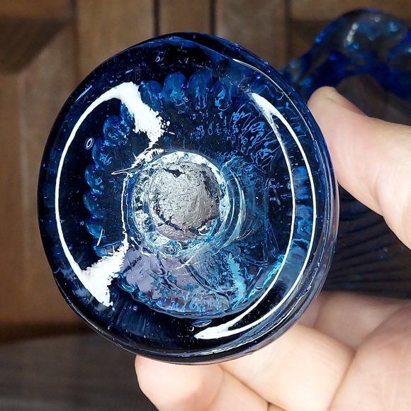 Vintage Murano Blue Glass Swung Vase - Picture 9 of 10